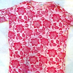 LuLaRoe buttery soft Irma tunic High Low Floral Size XXS Womens Pink White